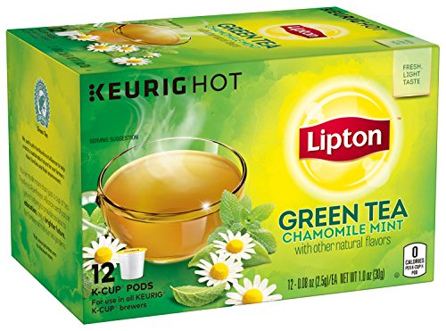 Book Cover Lipton Green Tea K Cups, Chamomile Mint, 1.0 oz, 12 Count (Pack of 6)