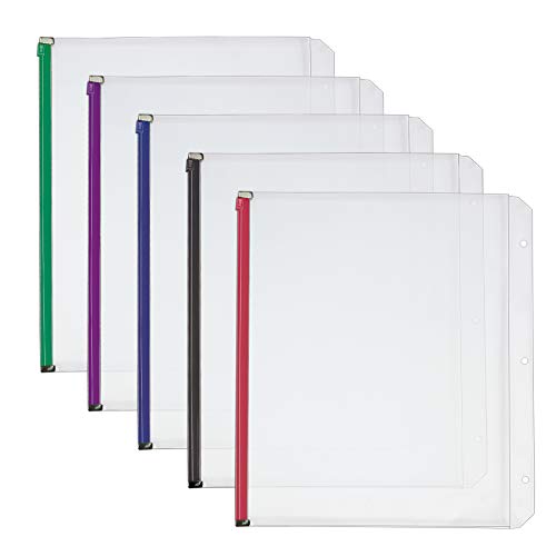 Book Cover Cardinal Plastic Zippered Binder Pockets, 3-Hole Punched, Fits Full Letter Size 8-1/2