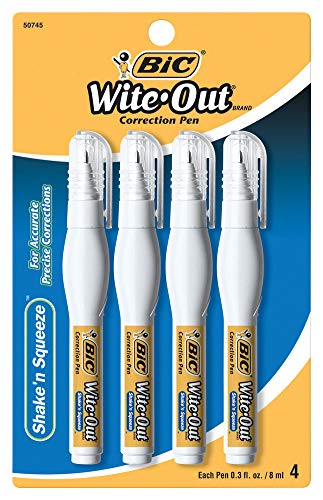 Book Cover BIC Wite-Out Shake 'n Squeeze Correction Pen, 8 ml, White, 4/Pack (WOSQPP418)