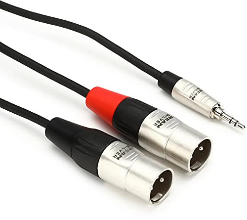 Hosa HMX-010Y REAN 3.5 mm TRS to Dual XLR3M Pro Stereo Breakout Cable, 10 Feet