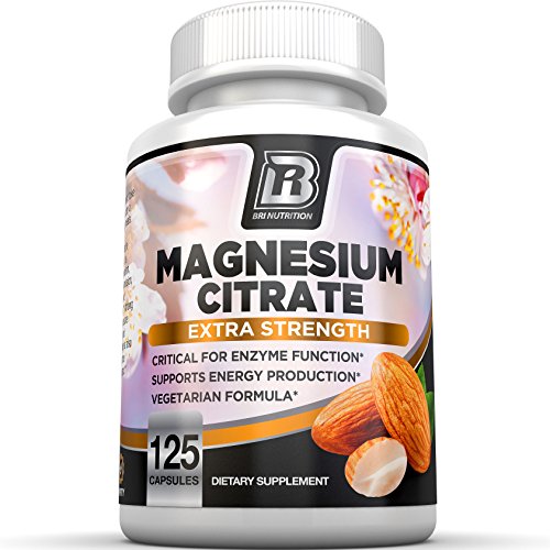 BRI Nutrition Magnesium Citrate - Pure Magnesium Supplement to Maintain Health/Bone Health, Boost Energy Levels and Support Healthy Nerve Function - 125 Count Vegetable Cellulose Capsules