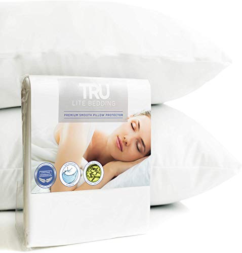 Book Cover TRU Lite Bedding Pillow Protector Zippered Pillow Cases | Irritant Protector | Premium Breathable Smooth Surface Cover | 100% Waterproof | Zippered Encasement | Set of 2 | Queen Size