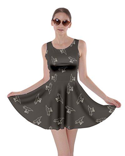 CowCow Womens Tyrannosaurus Triceratops Rex Dinosaur Jurassic World Skater Dress, XS-5XL