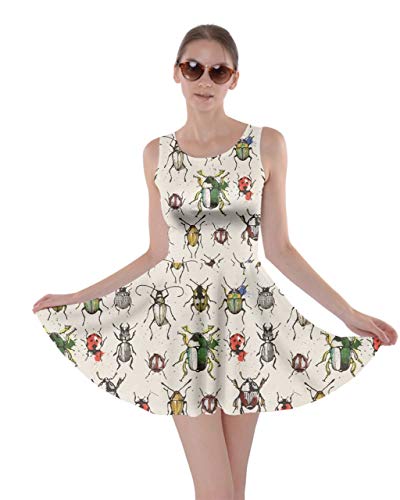 CowCow Womens Watercolor Beetles Insect Bee Butterfly Butterflies Bugs Dragonfly Skater Dress, XS-5XL