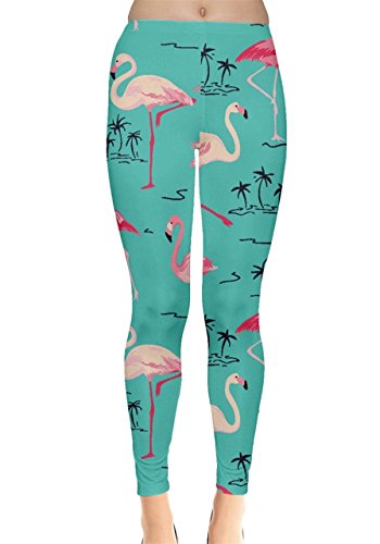 CowCow Womens Flamingo Birds Feather Summer Hot Tropical Party Beach Leggings, XS-5XL