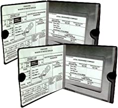 Book Cover ESSENTIAL Car Auto Insurance Registration BLACK Document Wallet Holders 2 Pack - [BUNDLE, 2pcs] - Automobile, Motorcycle, Truck, Trailer Vinyl ID Holder & Visor Storage - Strong Closure On Each - Necessary in Every Vehicle - 2 Pack Set