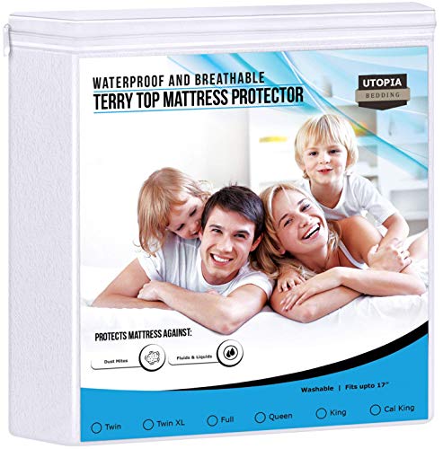 Book Cover Utopia Bedding Waterproof Mattress Protector - Breathable Mattress Cover - Fitted Style All Around Elastic - Fits 17 Inches Deep (King Cal)