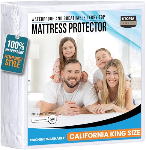 Utopia Bedding Waterproof Mattress Protector - Breathable Mattress Cover - Fitted Style All Around Elastic - Fits 17 Inches Deep (King Cal)