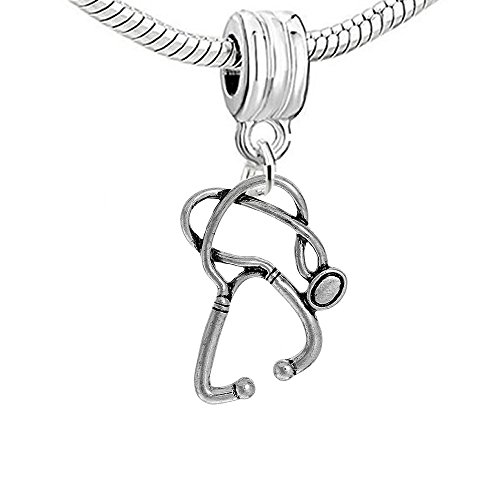 Sexy Sparkles Nurse Charm Bead for Snake Chain Charm Bracelet (Stethoscope Charm)