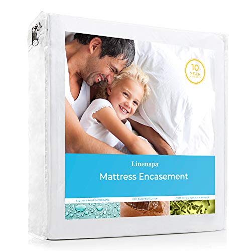 LINENSPA Waterproof Bed Bug Proof Encasement Protector - Blocks out Liquids, Bed Bugs, Dust Mites and Allergens