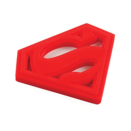 Bumkins Silicone Teether, DC Comics Textured, Soft, Flexible, Sensory, Gum Soothing â€“ Superman