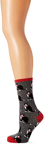 Tuxedo Cat Grey Pink Socks by Socksmith Design, Grey H, 1