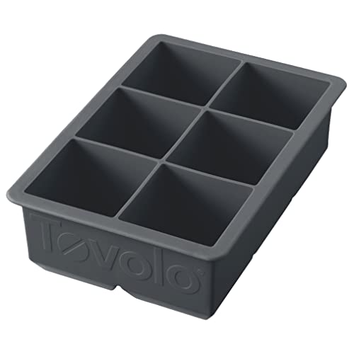 Tovolo King Cube Ice Tray (Charcoal) - Reusable & Large Silicone Molds for Whiskey, Cocktails, Coffee, Bartender Accessories, & Smoothies / BPA-Free & Dishwasher-Safe