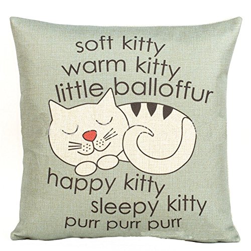 Book Cover Decorbox Happy Sleepy Kitty Print Cat Pillow Cushions Cover Throw Pillow Cover For Sofa Office Decorative Pillowslip Gift Ideas Household Pillowcase 18