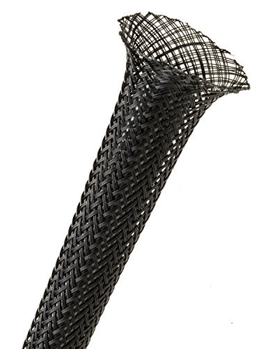 Electriduct 1/2" Black PET Expandable Braided Sleeving Cable Mesh Flexible Wire Sleeve - 10 Feet