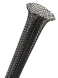 Electriduct 1/2" Black PET Expandable Braided Sleeving Cable Mesh Flexible Wire Sleeve - 10 Feet