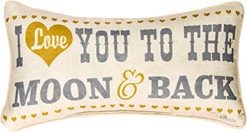 Book Cover Manual Woodworkers & Weavers Word Throw Pillow, I Love You to The Moon and Back, 17 x 9