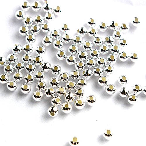 Book Cover Tacool 50pcs Genuine 925 Sterling Silver Round Ball Beads for Jewelry Making Findings (3mm)