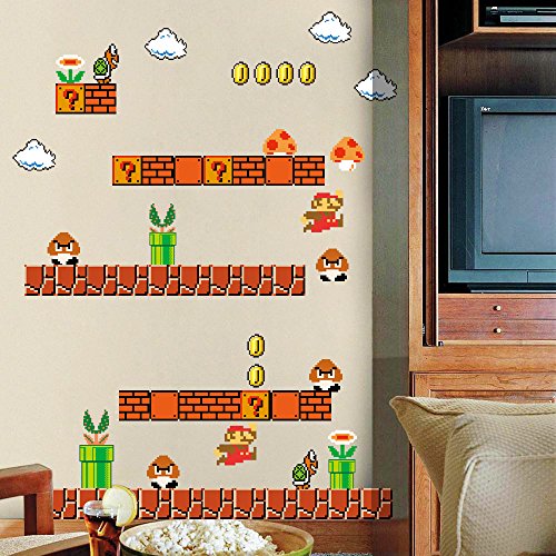 Book Cover HomeEvolution Giant Super Mario Build a Scene Peel and Stick Wall Decals Stickers for Kids Boys Nursery Wall Art Room Decor