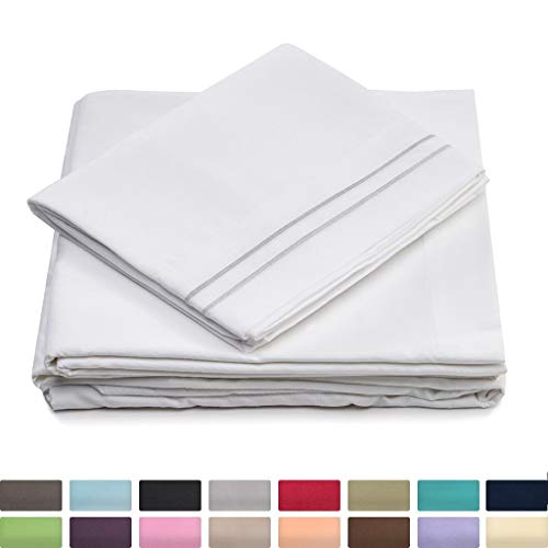 Book Cover California King Size Bed Sheet Set - White Cal King Bedding - Deep Pocket - Extra Soft Luxury Hotel Sheets - Hypoallergenic - Cool & Breathable - Wrinkle, Stain, Fade Resistant - 4 Piece