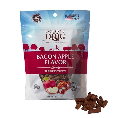 Exclusively Dog Chewy Training Treats Bacon Apple Flavor Grain Free Gluten Free, Made in The USA, 6 oz.