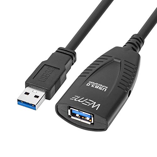 Book Cover USB Extension Cable, WEme SuperSpeed USB 3.0 Extender Cord Active Type A Male to A Female Data Transfer Cable Long 5 Meters 16.4 Feet for Oculus Rift Sensor, Playstation, Xbox, USB Peripheral Devices