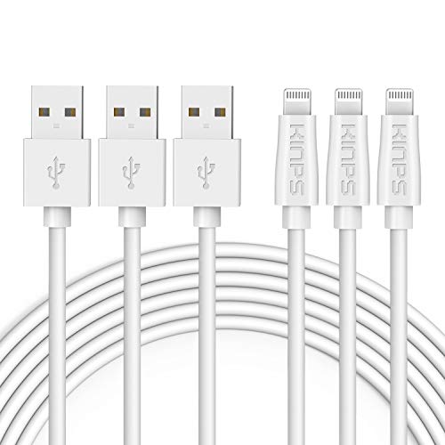 KINPS MFi Certified Lightning to USB Cable 10ft/3m iPhone Charger Cord Super Long for iPhone Xs/XS Max/XR/X / 8/8 Plus / 7/7 Plus / 6S / 6S Plus, iPad Pro/Air/Mini (White, 3 Pack)