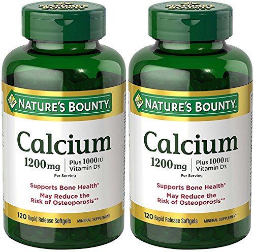 Book Cover Nature's Bounty Calcium 1200 Mg. Plus Vitamin D3, 240 Softgels (2 X 120 Count Bottles)