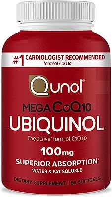 Book Cover Ubiquinol CoQ10 Softgels, Qunol Mega Ubiquinol 100mg - Superior Absorption - Active form of Coenzyme Q10 for Heart Health & Healthy Blood Pressure Levels - 2 Month Supply - 60 Count 60 Count (Pack of 1)