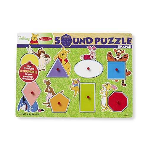 Book Cover Melissa & Doug Disney Winnie the Pooh Shapes Sound Puzzle - Wooden Peg Puzzle (8 pcs)