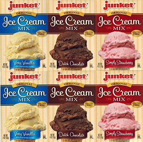 Junket Ice Cream Mix Bundle - 2 Vanilla, 2 Chocolate, 2 Strawberry (6 Total)