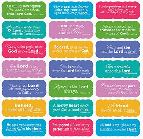 Book Cover Scripture Stickers (Set of 42 Stickers with 21 Bible Verses in White Scroll; 2-1)