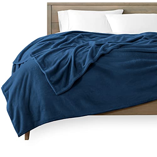 Book Cover Bare Home Microplush Fleece Blanket - Ultra-Soft Twin/Twin Extra Long Blanket - Luxurious Fuzzy Warm Blanket - Cozy Lightweight Soft Blanket (Twin/Twin XL, Dark Blue)