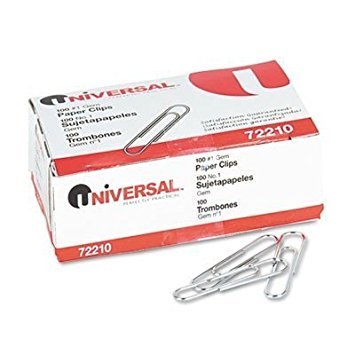 Book Cover 2 X Universal 72210 - Paper Clips, Smooth Finish, No. 1, Silver, 100/Box, 10 Boxes/Pack-UNV72210