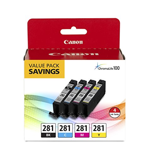Canon CLI-281 Black, Cyan, Magenta and Yellow 4 Ink Pac