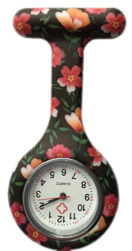 Boolavard ® TM Multi couleurs infirmière Fob de broche montre de tunique (Black + Orange)