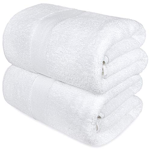 Book Cover Luxury White Bath Towels Large - Circlet Egyptian Cotton | Highly Absorbent Hotel spa Collection Bathroom Towel | 30x56 Inch | Set of 2