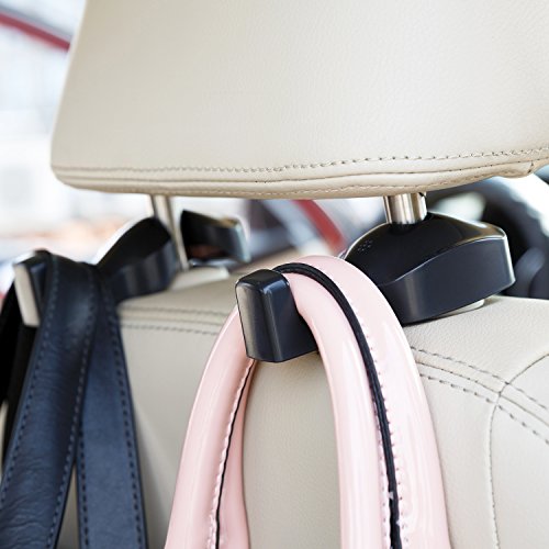 Book Cover ChiTronic Car SUV Seat Back Headrest Hanger Hooks - Set of 2 (Black)