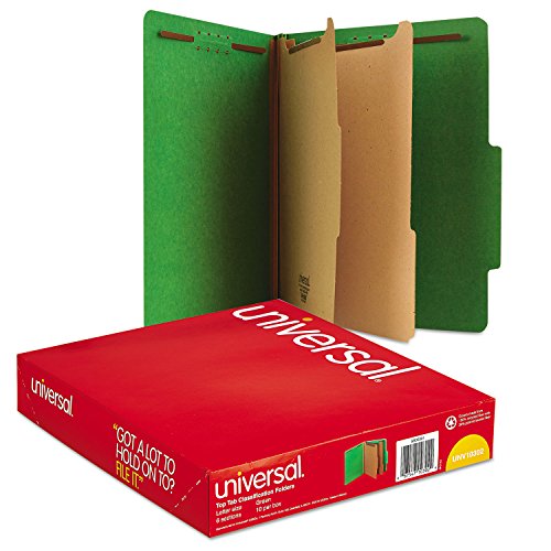 Book Cover Universal 10302 Pressboard Classification Folders, Letter, Six-Section, Emerald Green, 10/Box