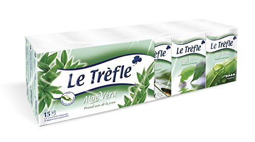 LeTrefle Mouchoirs Mini-étuis à l'aloé Véra X 15 - Lot de 5
