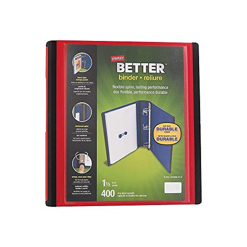 Staples 807711 1.5-Inch 3-Ring Better Binder Red (18369)