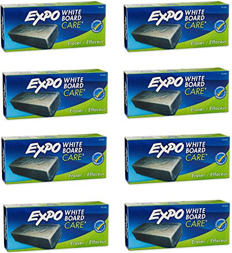 Book Cover EXPO 81505 Block Eraser Dry Erase Whiteboard Board Eraser, Soft Pile, 5 1/8 W x 1 1/4 H - Pack of 8
