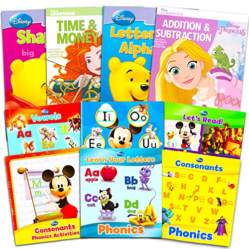 Disney Princess Activity Workbooks - Set of 4 - Preschool Pre-k Kindergarten 1st Grade Workbooks. Learn; Phonics, Alphabet, Letters, Writing, Reading, Spelling, Numbers, Phonics & Reading, Counting, Addition & Subtraction. These Disney Princess