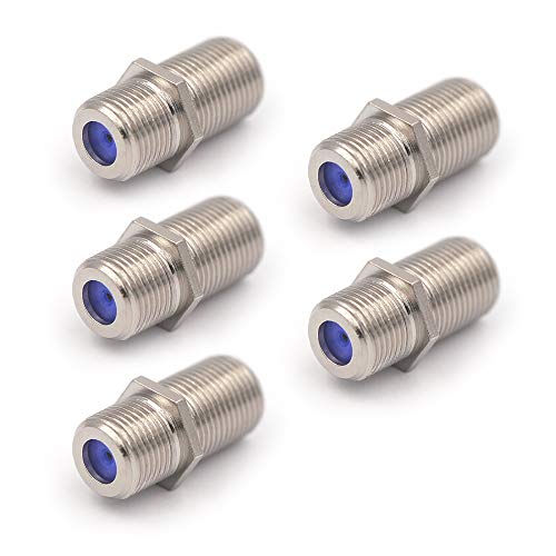 VCE 3GHz Coaxial Cable Connector, RG6 Coax Cable Extender F-Type Nickel Plated Adapter Antenna Plug Connects Two Coaxial Video Cables, 5 Pack