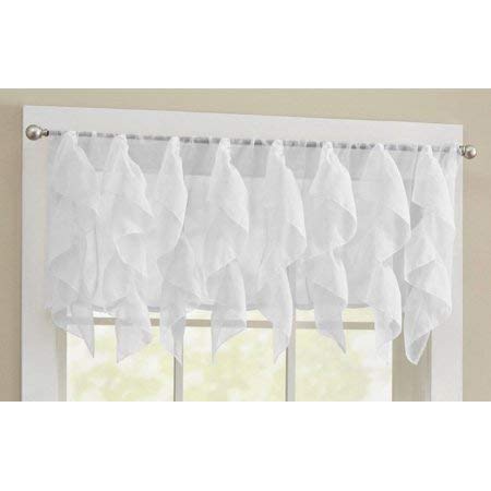 Cascade White Shabby Chic Sheer Ruffled Valance