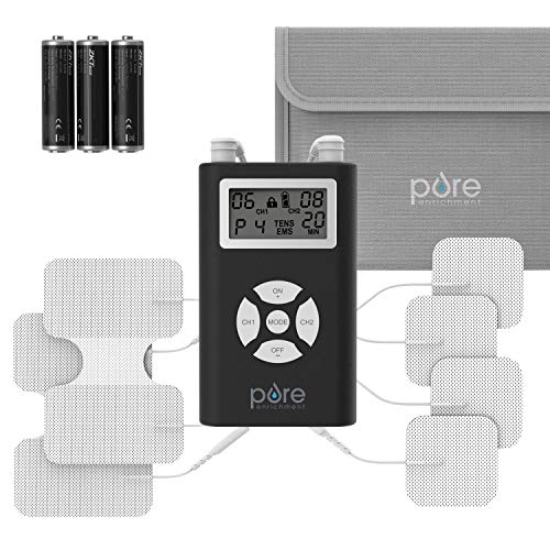 Book Cover Pure Enrichment PurePulse Duo EMS and TENS Combo Device with LCD Display, 8 TENS Modes, 6 EMS Programs, Adjustable Timer and 2 Channels - Includes 3 AAA Batteries, 6 Electrode Pads and Storage Bag