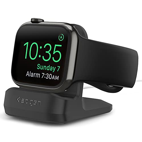 Book Cover Spigen S350 Stand Designed for Apple Watch Charger Stand Series 7/6/SE/5/4/3/2/1 (45mm,44mm,42mm,41mm,40mm,38mm) Durable TPU with Non-Slip Stable Base - Black