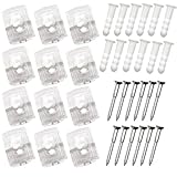 Topzone® 1/4 inch Heavy Duty 25 Pound Crystal Clear Plastic Mirror Holder Clips, Pack of 12 Pieces by Topzone