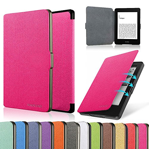 HAOCOO Ultra Slim Leather Smart Case Cover Build in Magnetic [Auto Sleep/Wake] for All-New Amazon Kindle Paperwhite (Fits All Versions: 2012, 2013, 2014 and 2015 All-New 300 PPI Versions) (Pink)