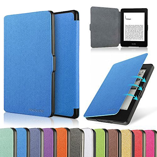 HAOCOO Ultra Slim Leather Smart Case Cover with [Auto Sleep/Wake] Function for All-New Kindle Paperwhite 2012, 2013, 2015 Versions (Not fit All-New Paperwhite 10th Generation)(Blue)